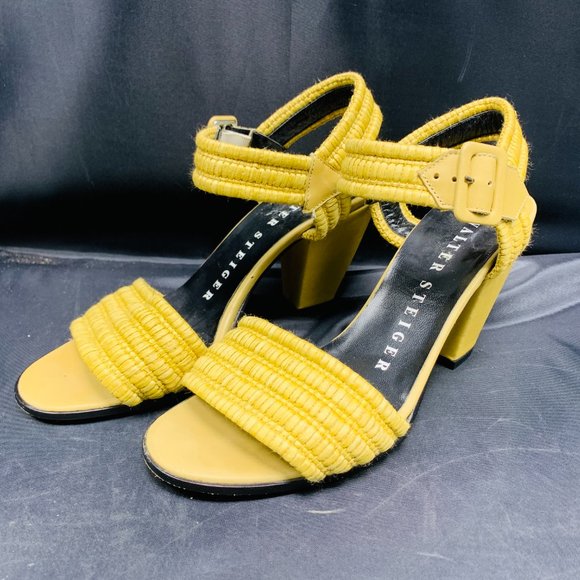 Walter Steiger Tan Woven Ankle Strap Sandals - Picture 2 of 10